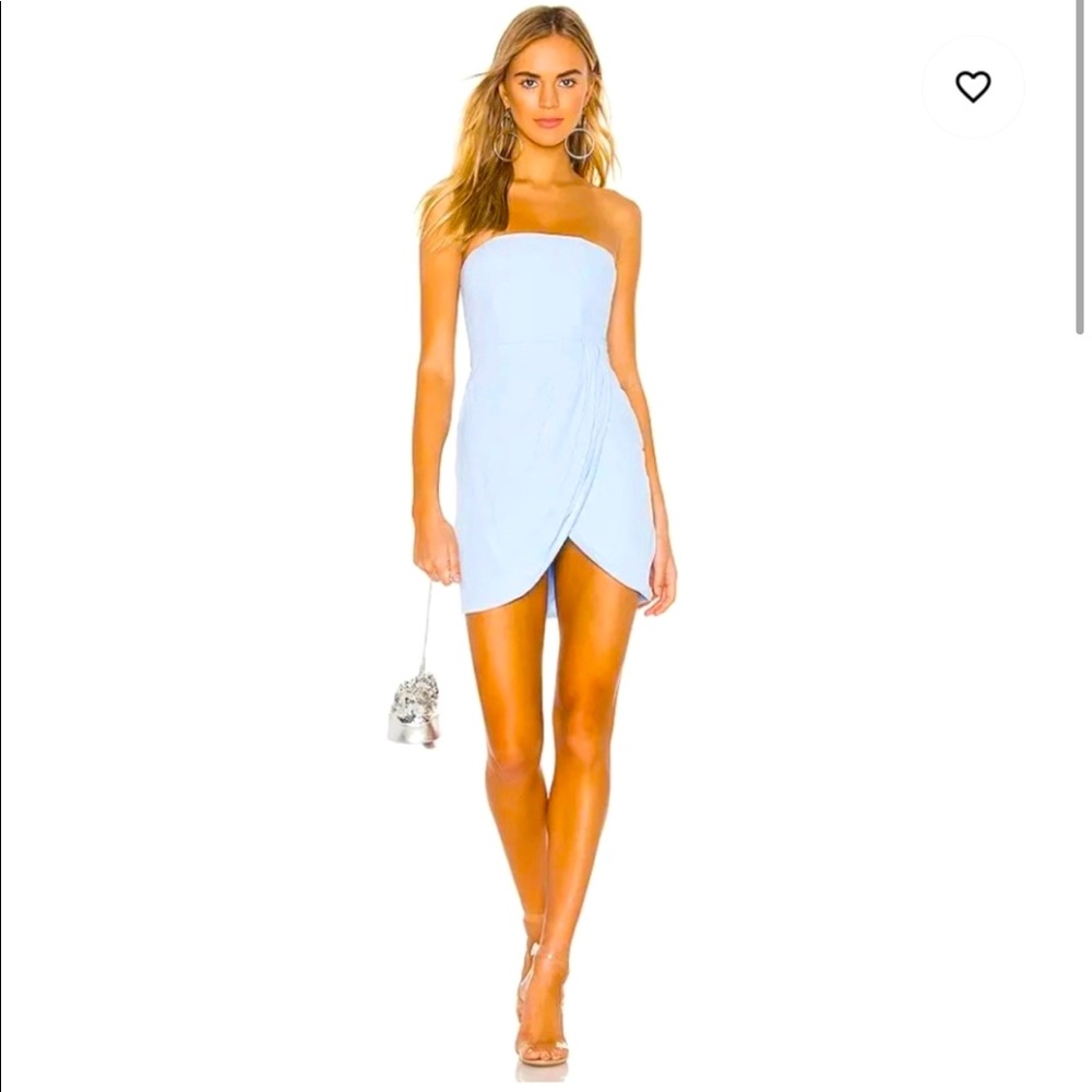 superdown Pastel Blue Strapless Tulip Hem Mini Dress